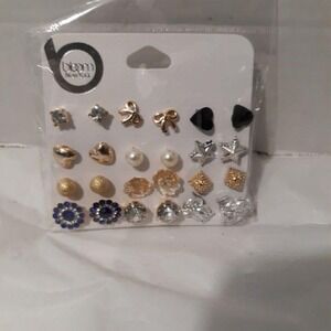 Bloom New York Women's Stud  EarringsAssorted‎ Pack of 12 Pireced Earrings
